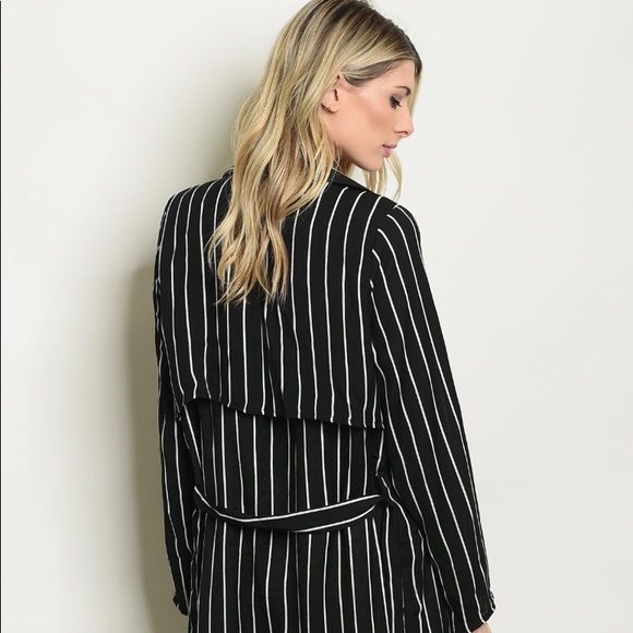 Black with White Stripes Full Length Cardigan - Picture 4 of 8